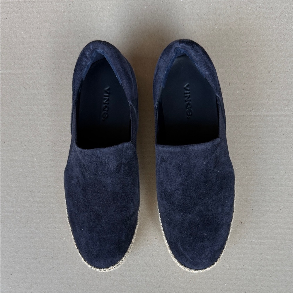 Vince Navy Suede Slip-On Loafers